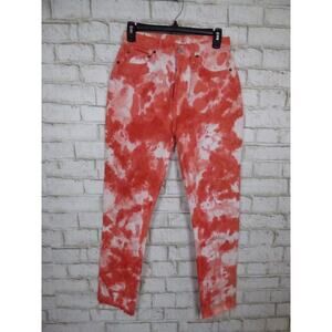 $395 Levi's Redone Estilo 90's High rise Ankle Crop Red Tie Dye Size 26 NEW L527